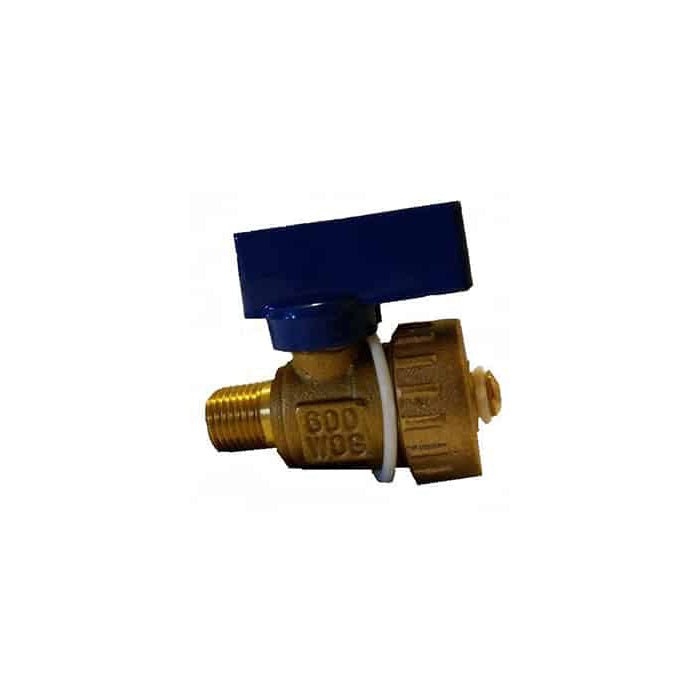 DV - Drain Valve, brass body with hose end, cap & strap