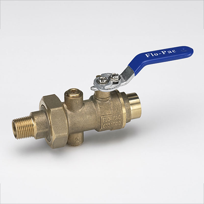 BB Ball valve with brass body, union end, and memory stop. Rated 600 PSI & 250F